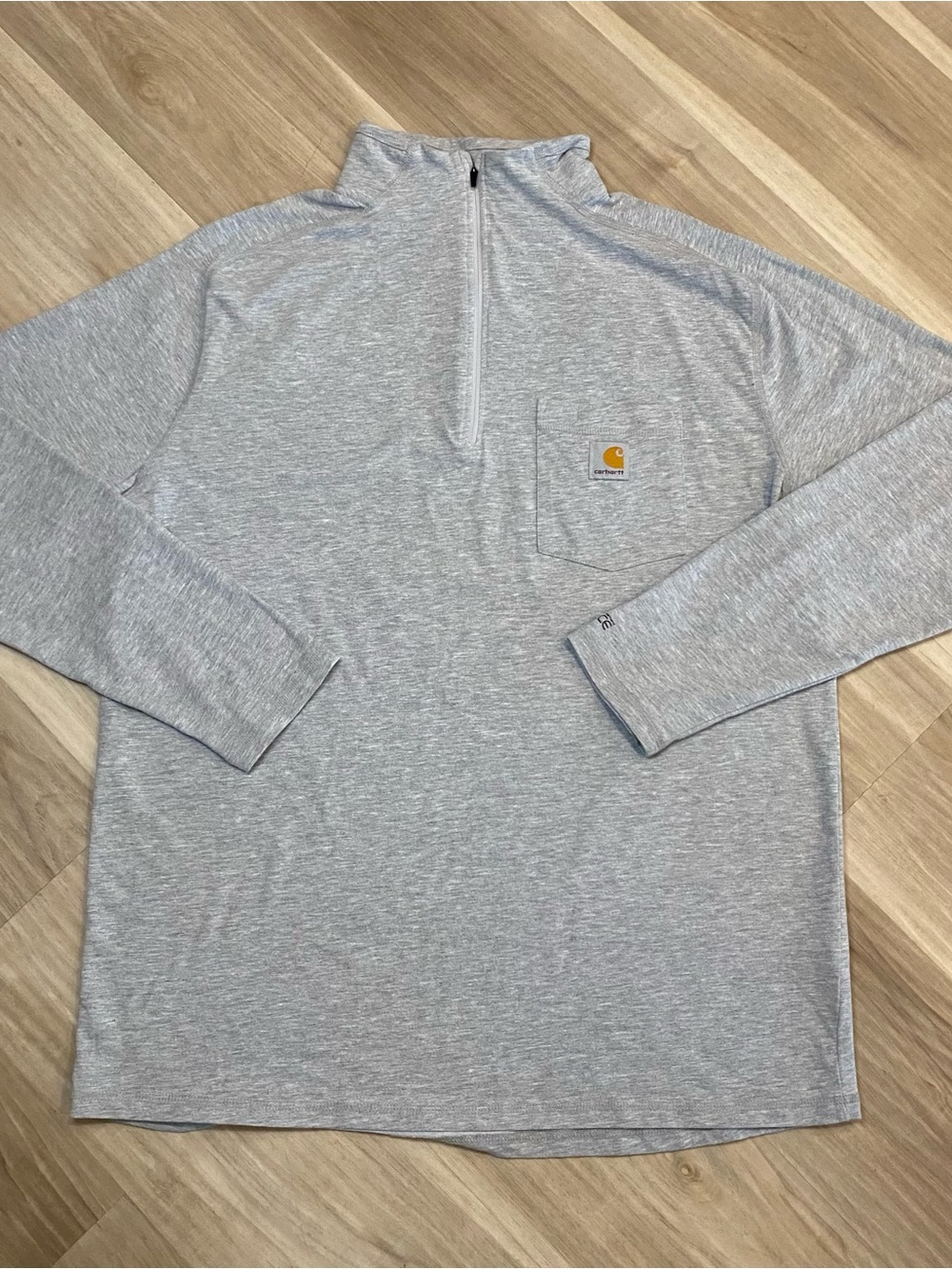 Carhartt Shirt Mens Large Relaxed Fit Gray Heather Force 1/4 Zip Pullover Pocket
